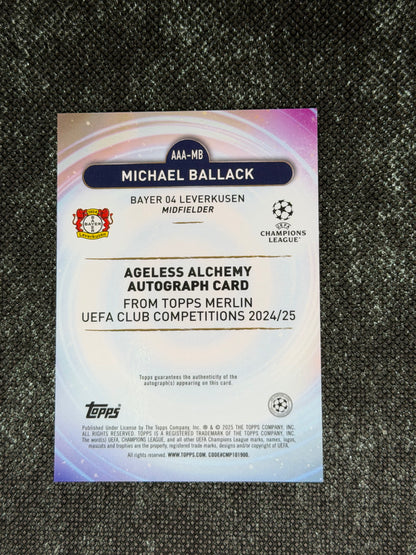 2024-25 Topps Merlin UEFA Club Competitions Ageless Alchemy Autograph Card Orange 13/25 - Micheal Ballack
