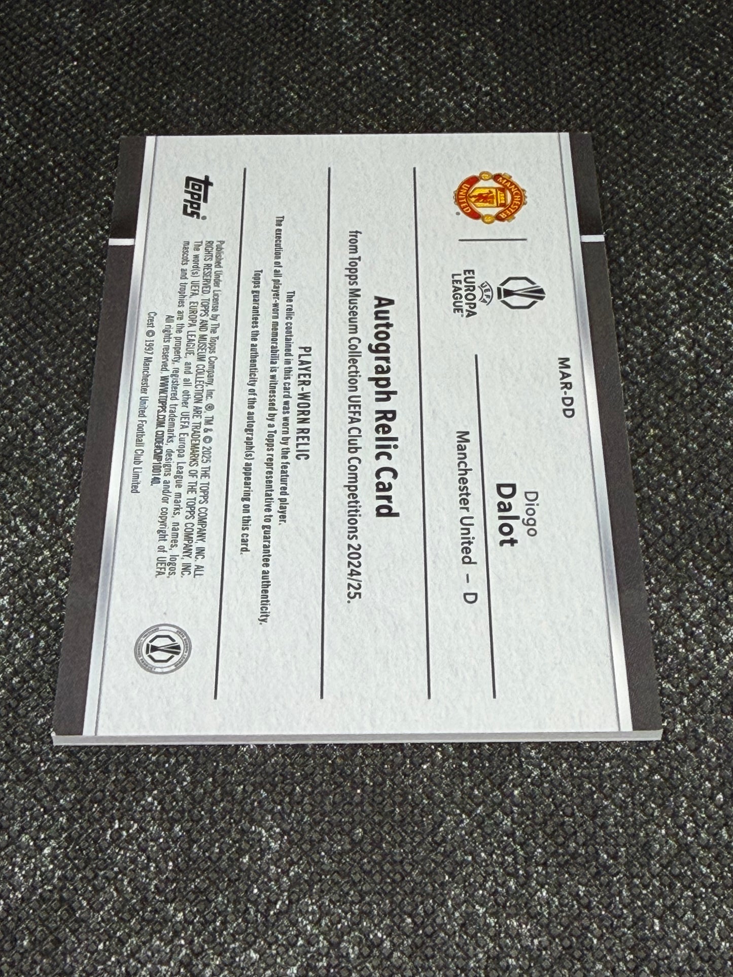 2024-25 Topps Museum Collection UEFA Club Competitions Autograph Relic Card 193/199 - Diego Dalot