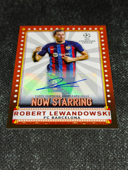 2022-23 Topps UEFA Club Competitions Flagship Now Starring Autograph 026/100 - Robert Lewandowski