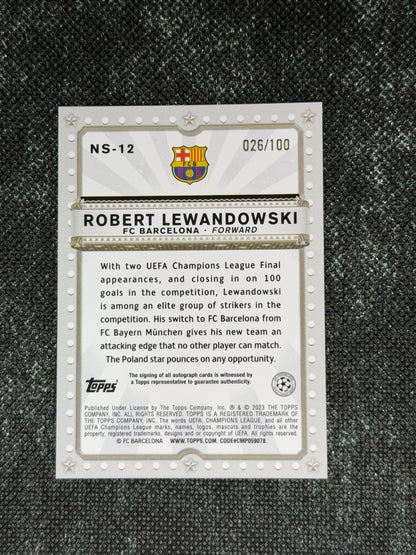 2022-23 Topps UEFA Club Competitions Flagship Now Starring Autograph 026/100 - Robert Lewandowski