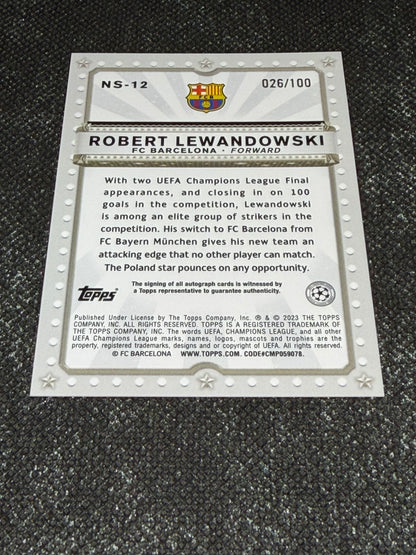 2022-23 Topps UEFA Club Competitions Flagship Now Starring Autograph 026/100 - Robert Lewandowski