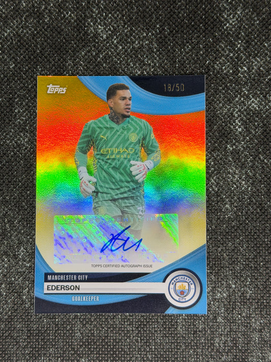 2023-24 Topps Manchester City Set Base Card Autograph Gold 18/50 - Ederson