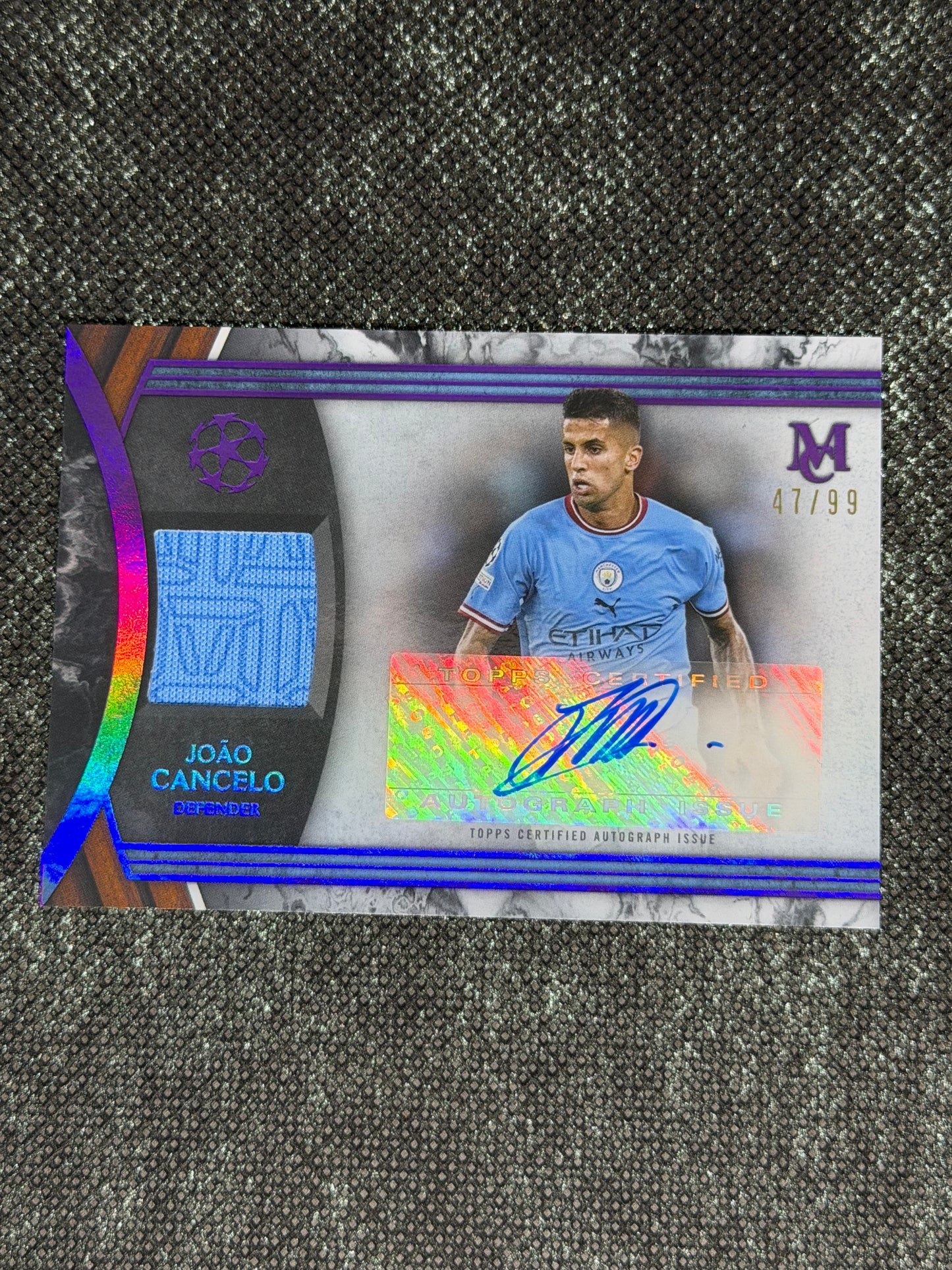 2022-23 Topps UEFA Champions League Museum Collection Autograph Relic Card 47/99 - Joao Cancelo
