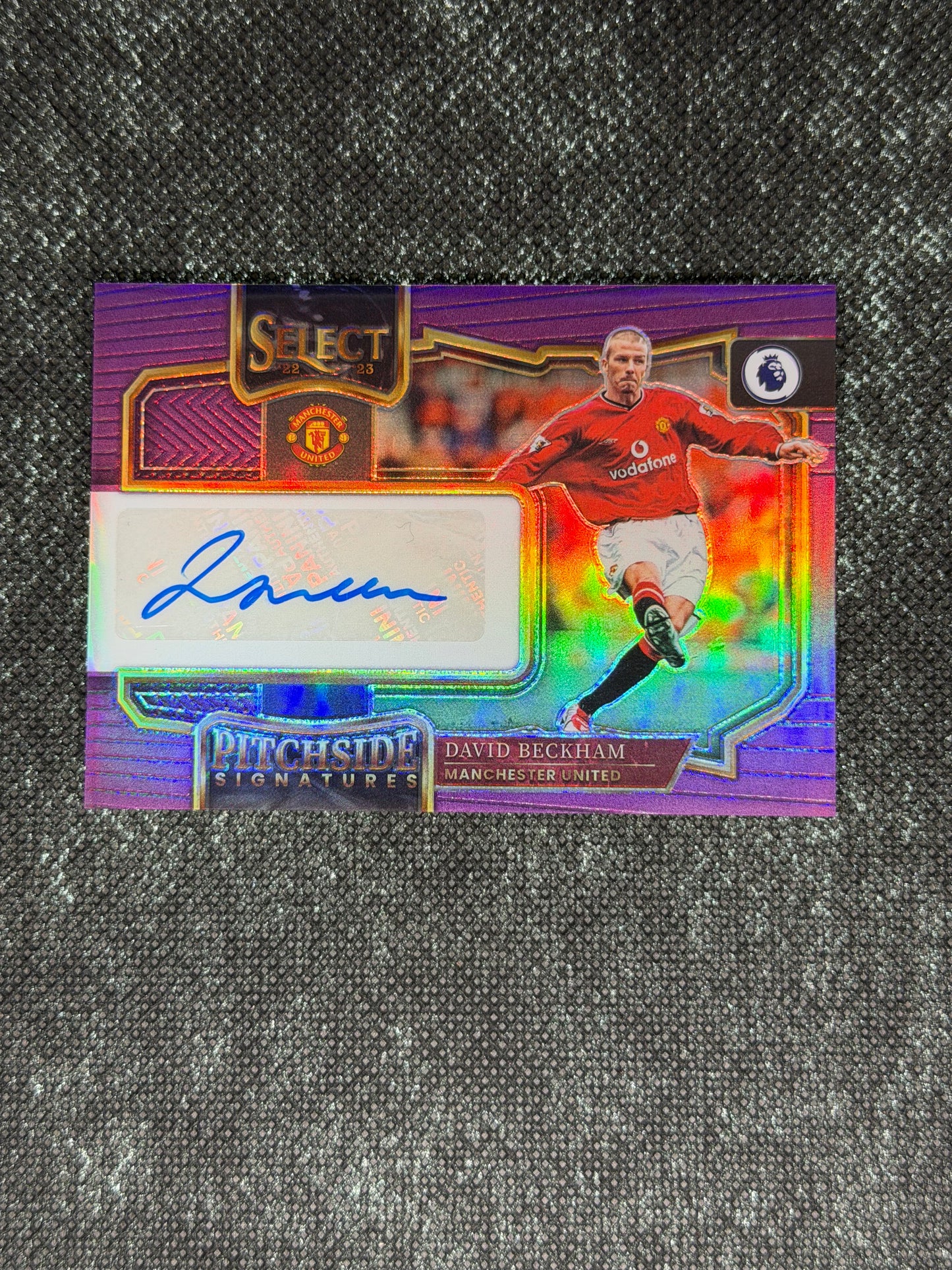 2022-23 Panini Select Premier League Soccer Pitchside Signatures Purple 09/20 - David Beckham