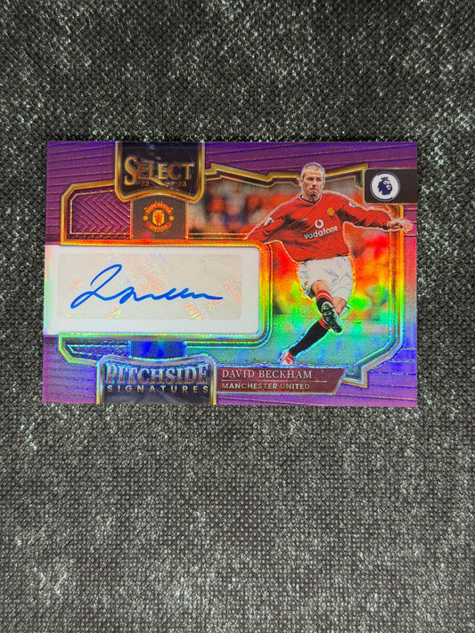 2022-23 Panini Select Premier League Soccer Pitchside Signatures Purple 09/20 - David Beckham