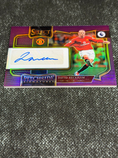 2022-23 Panini Select Premier League Soccer Pitchside Signatures Purple 09/20 - David Beckham