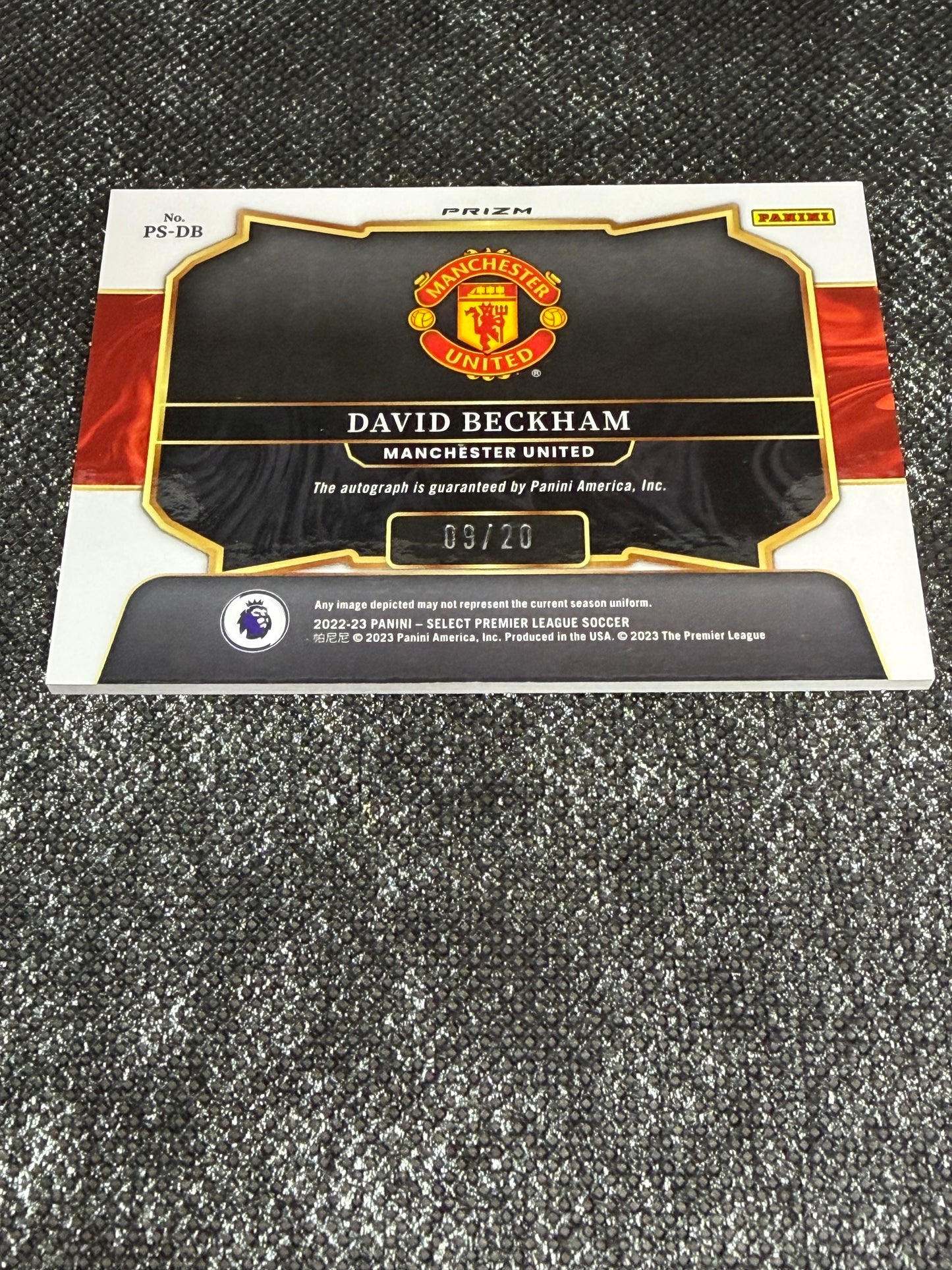 2022-23 Panini Select Premier League Soccer Pitchside Signatures Purple 09/20 - David Beckham