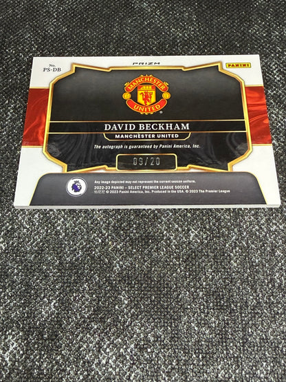 2022-23 Panini Select Premier League Soccer Pitchside Signatures Purple 09/20 - David Beckham