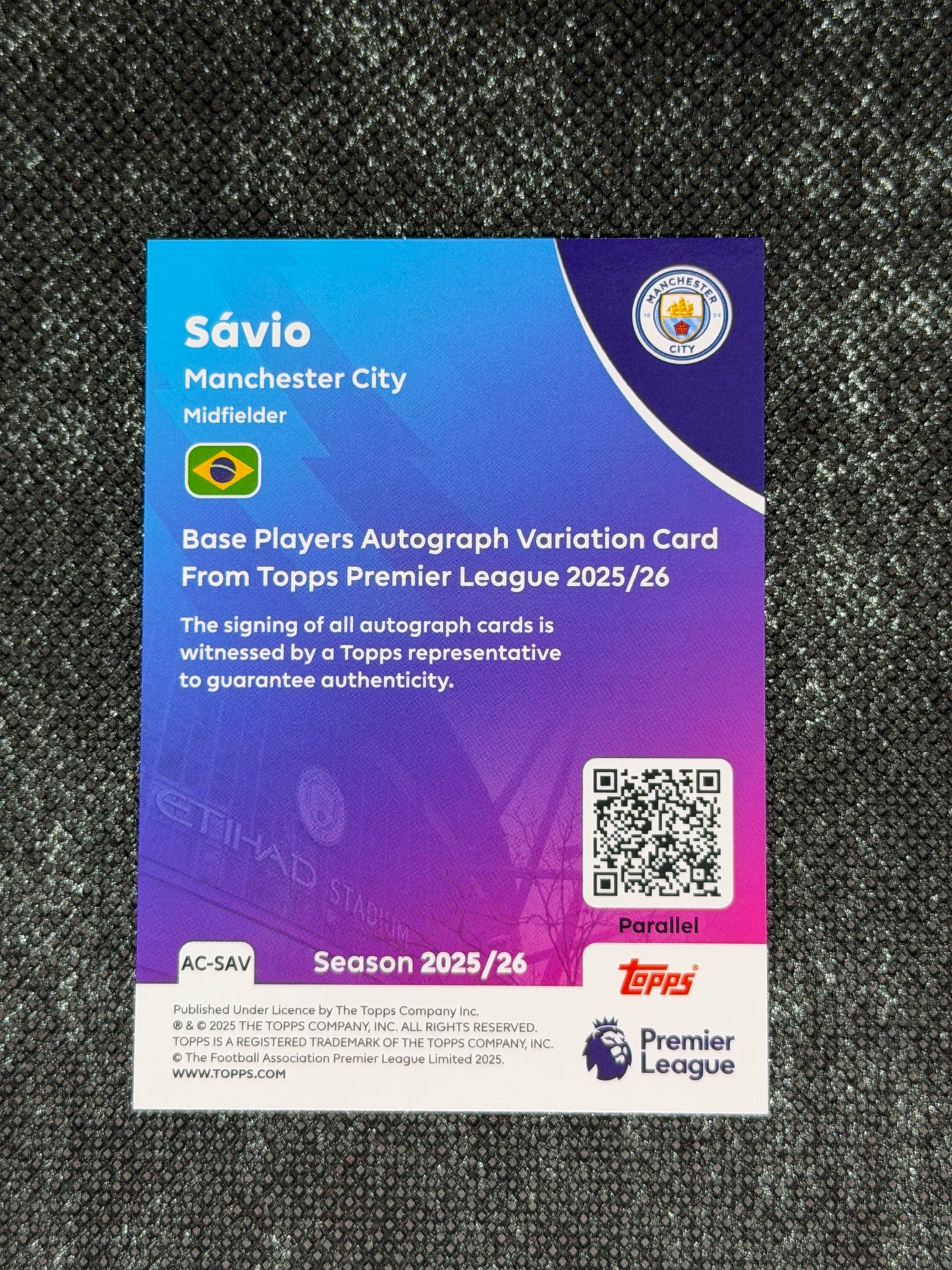2025-26 Topps Premier League Base Players Autograph Variation 50/75 - Savinho