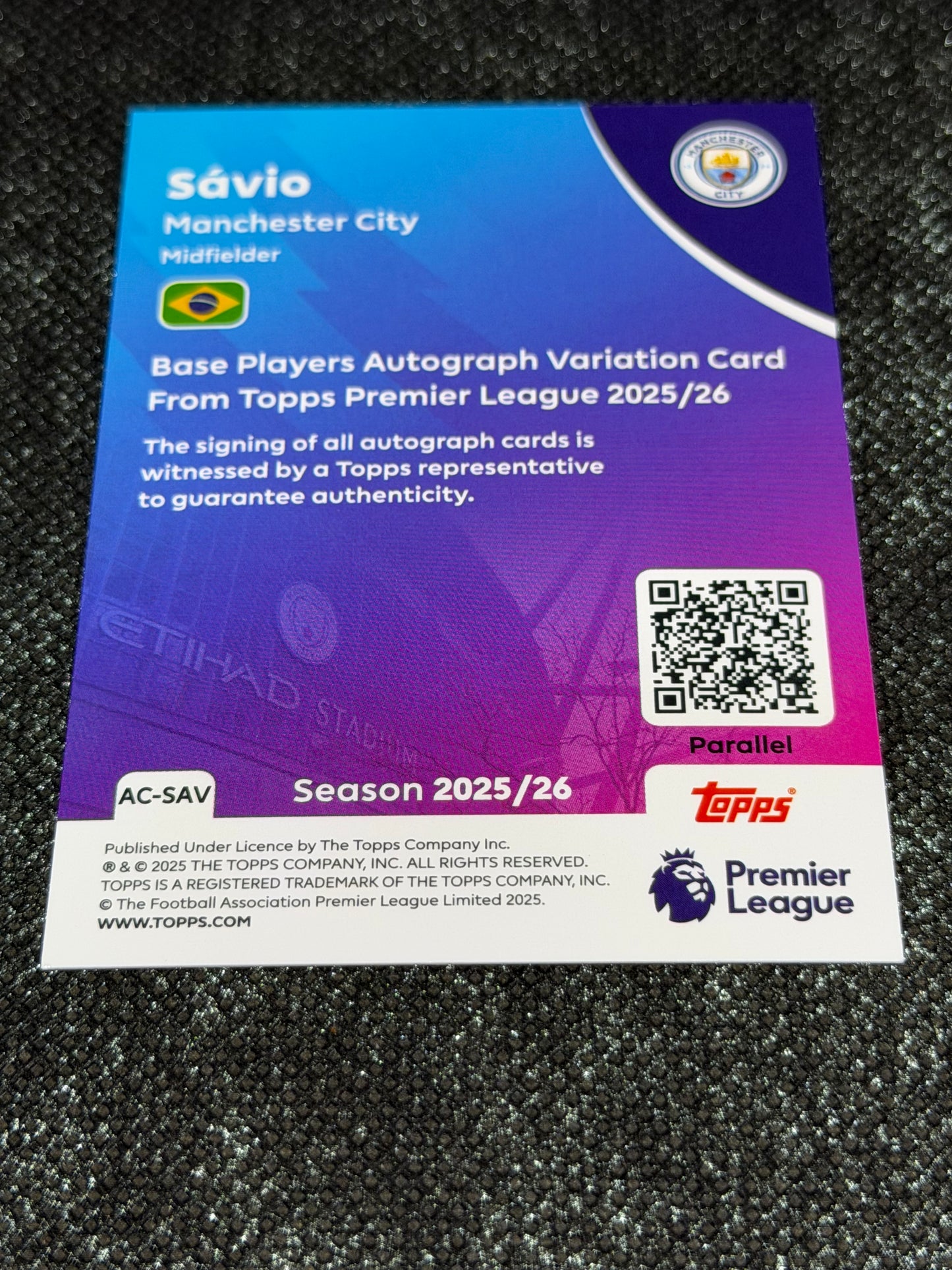 2025-26 Topps Premier League Base Players Autograph Variation 50/75 - Savinho