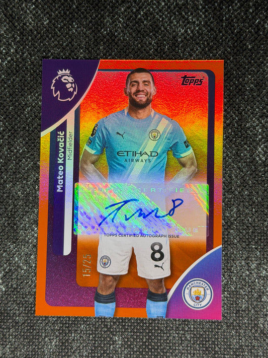 025-26 Topps Premier League Base Players Autograph Variation Orange 15/25 - Mateo Kovacic