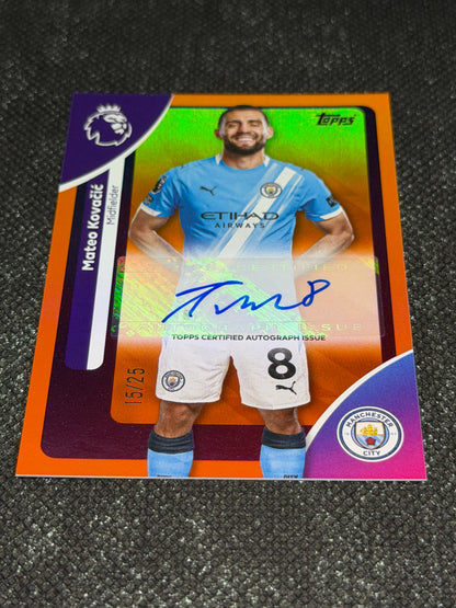 025-26 Topps Premier League Base Players Autograph Variation Orange 15/25 - Mateo Kovacic