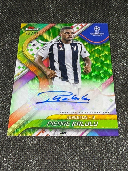 2024-25 Topps Finest UEFA Club Competitions Base Card Autograph Variation Green 86/99 - Pierre Kalulu
