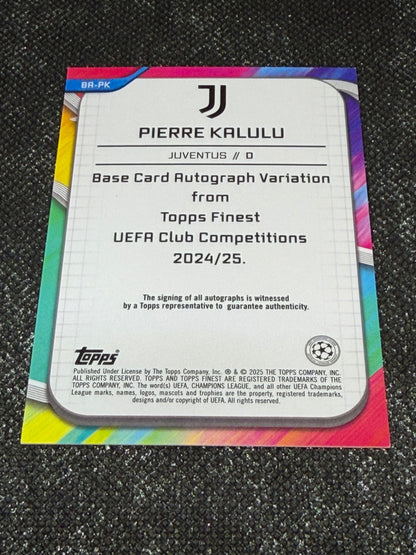 2024-25 Topps Finest UEFA Club Competitions Base Card Autograph Variation Green 86/99 - Pierre Kalulu