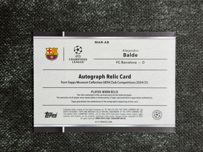 2024-25 Topps Museum Collection UEFA Club Competitions Autograph Relic Card 146/150 - Alejandro Balde