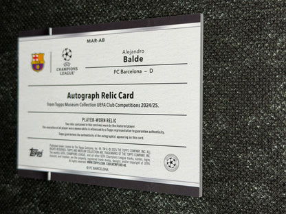 2024-25 Topps Museum Collection UEFA Club Competitions Autograph Relic Card 146/150 - Alejandro Balde
