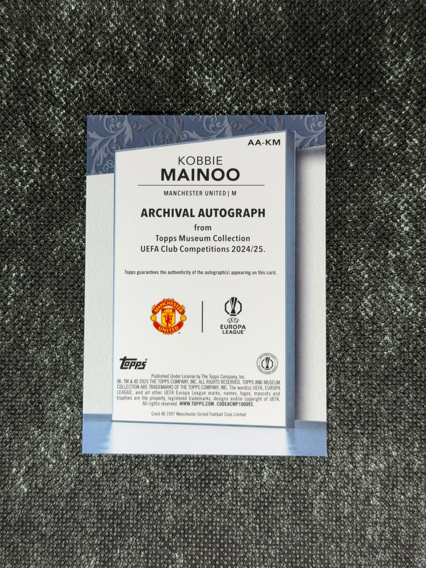 2024-25 Topps Museum Collection UEFA Club Competitions Archival Autograph 45/99 - Kobbie Mainoo (Copy)