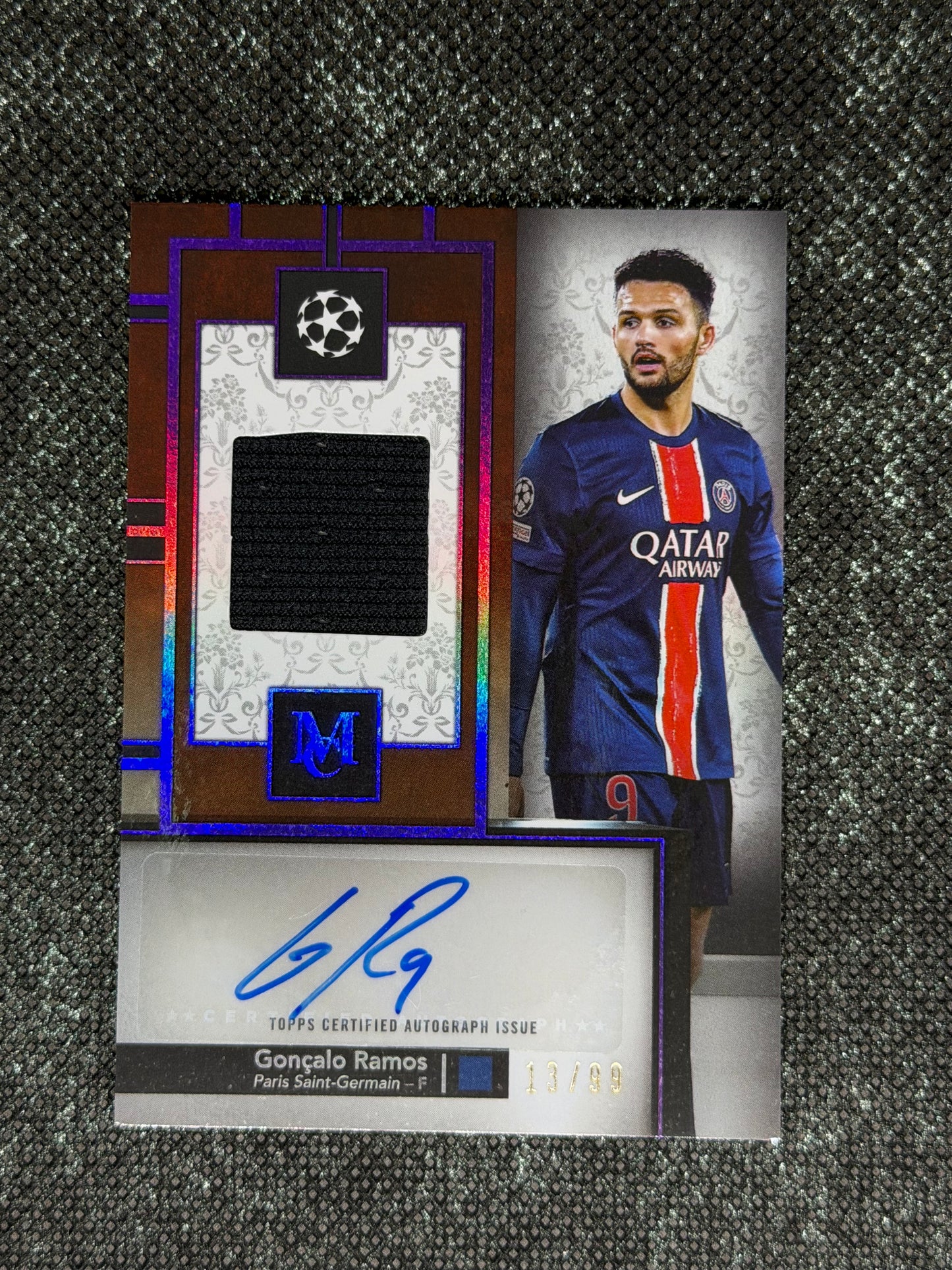 2023-24 Topps Museum Collection UEFA Champions League Autograph Relic Card 59/75 - Goncalo Ramos