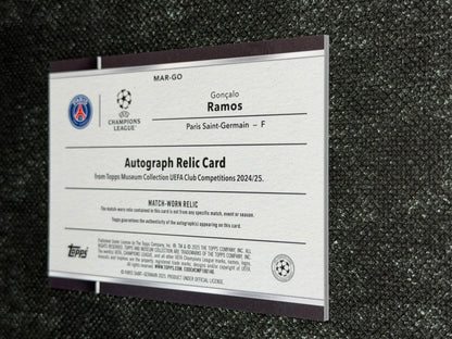 2023-24 Topps Museum Collection UEFA Champions League Autograph Relic Card 59/75 - Goncalo Ramos