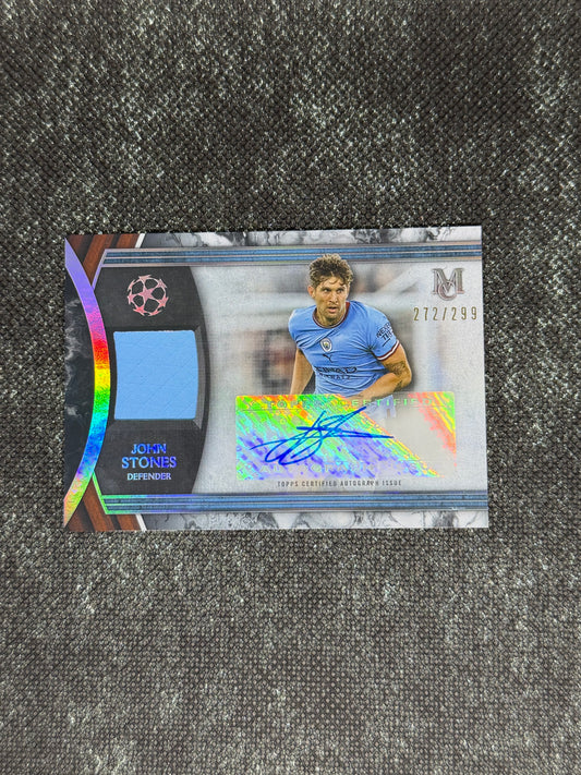 2022-23 Topps Museum Collection UEFA Champions League Autograph Relic Card 272/299 - John Stones