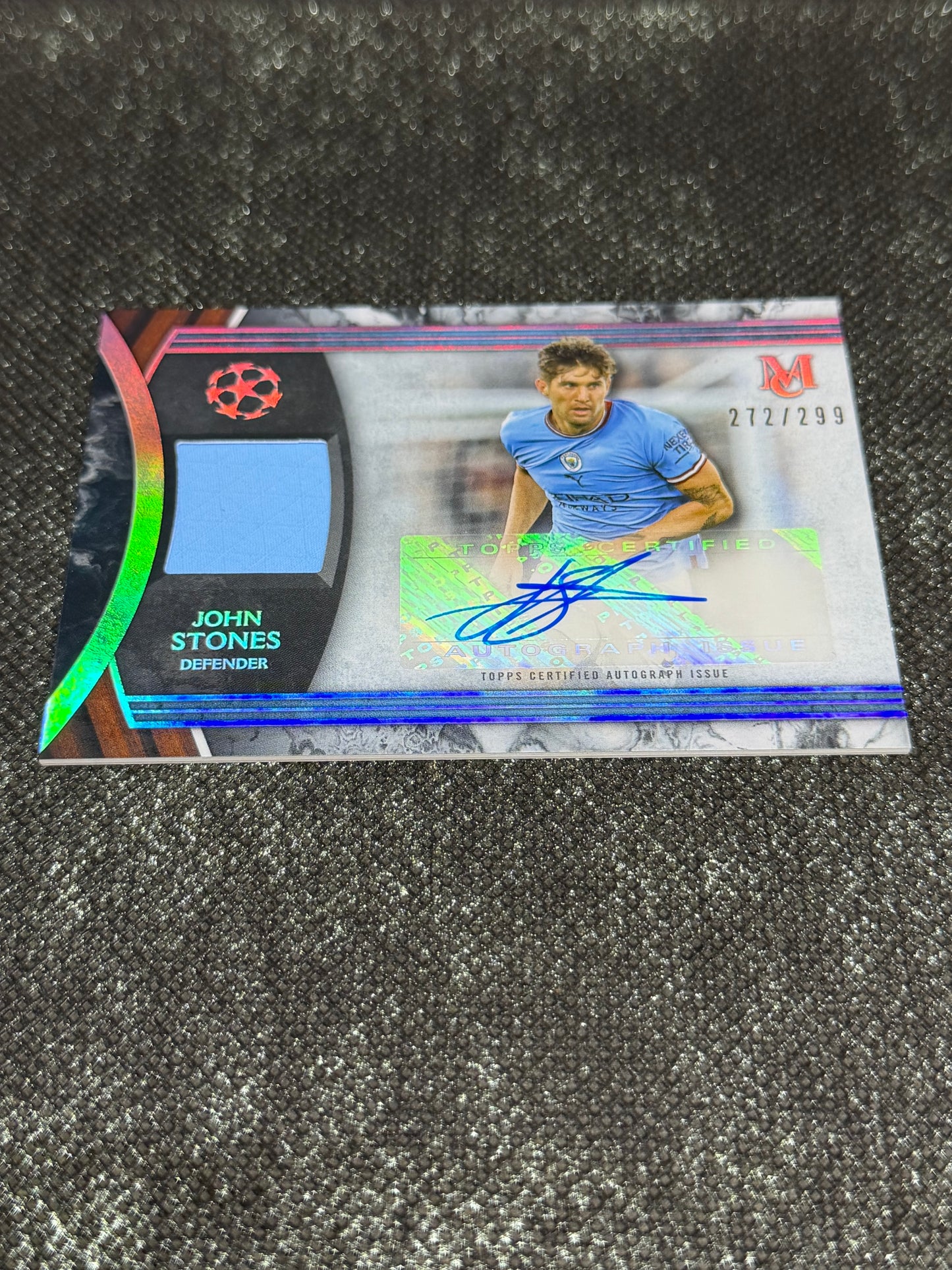 2022-23 Topps Museum Collection UEFA Champions League Autograph Relic Card 272/299 - John Stones