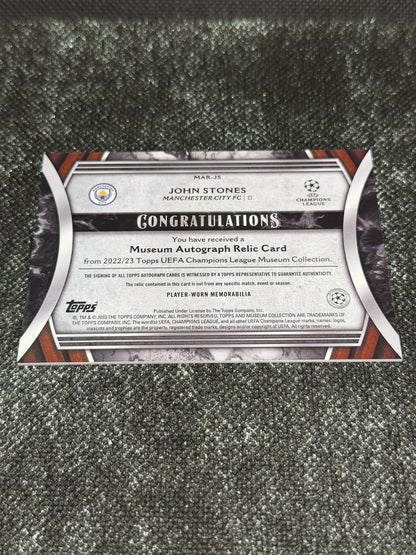 2022-23 Topps Museum Collection UEFA Champions League Autograph Relic Card 272/299 - John Stones