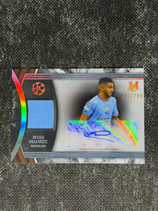 2022-23 Topps Museum Collection UEFA Champions League Autograph Relic Card 262/299 - Riyad Mahrez
