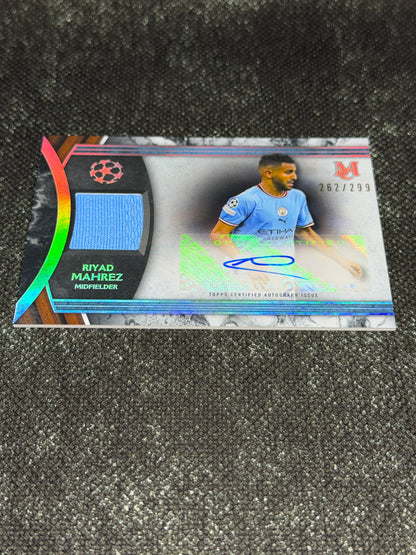 2022-23 Topps Museum Collection UEFA Champions League Autograph Relic Card 262/299 - Riyad Mahrez