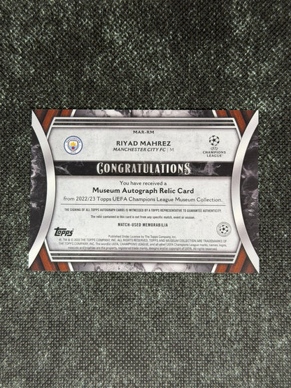 2022-23 Topps Museum Collection UEFA Champions League Autograph Relic Card 262/299 - Riyad Mahrez