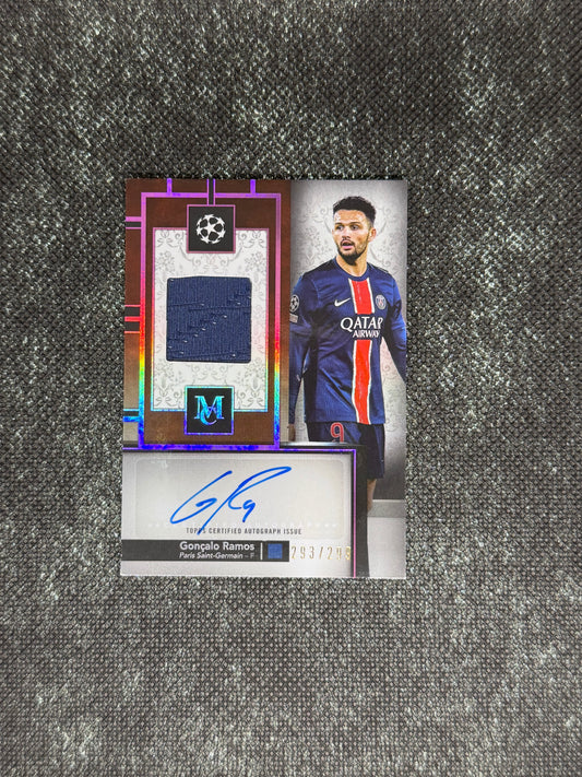 2023-24 Topps Museum Collection UEFA Champions League Autograph Relic Card 293/299 - Goncalo Ramos