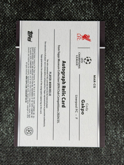 2024-25 Topps Museum Collection UEFA Club Competitions Autograph Relic Card 259/299- Cody Gakpo (Copy)