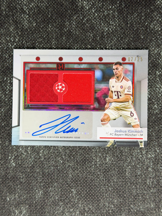 2024-25 Topps Museum Collection UEFA Club Competitions Signature Swatches Dual Relic Autograph Card 02/25 - Joshua Kimmich