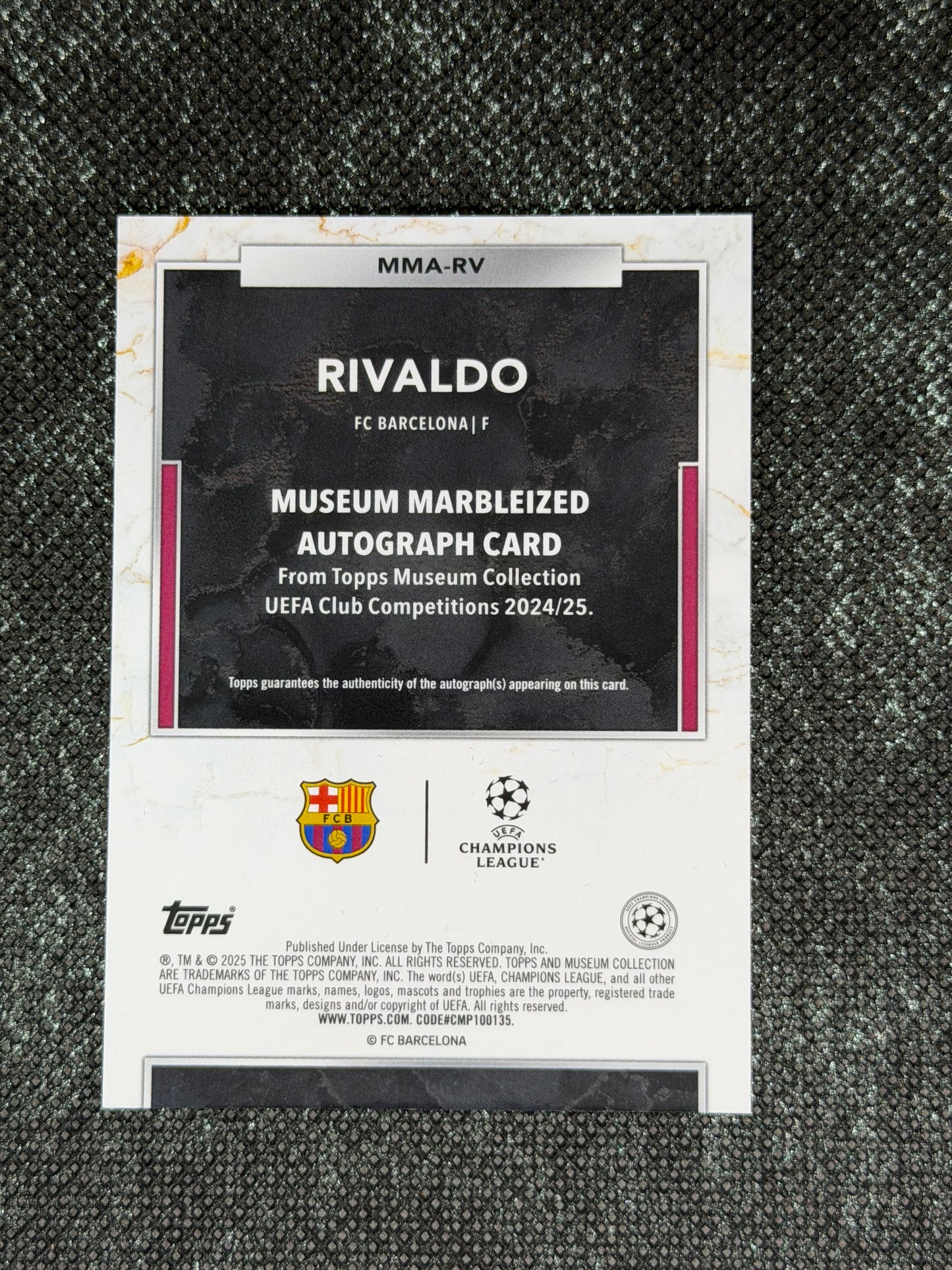 2024-25 Topps Museum Collection UEFA Club Competitions Marbleized Autograph Card 05/10 - Rivaldo