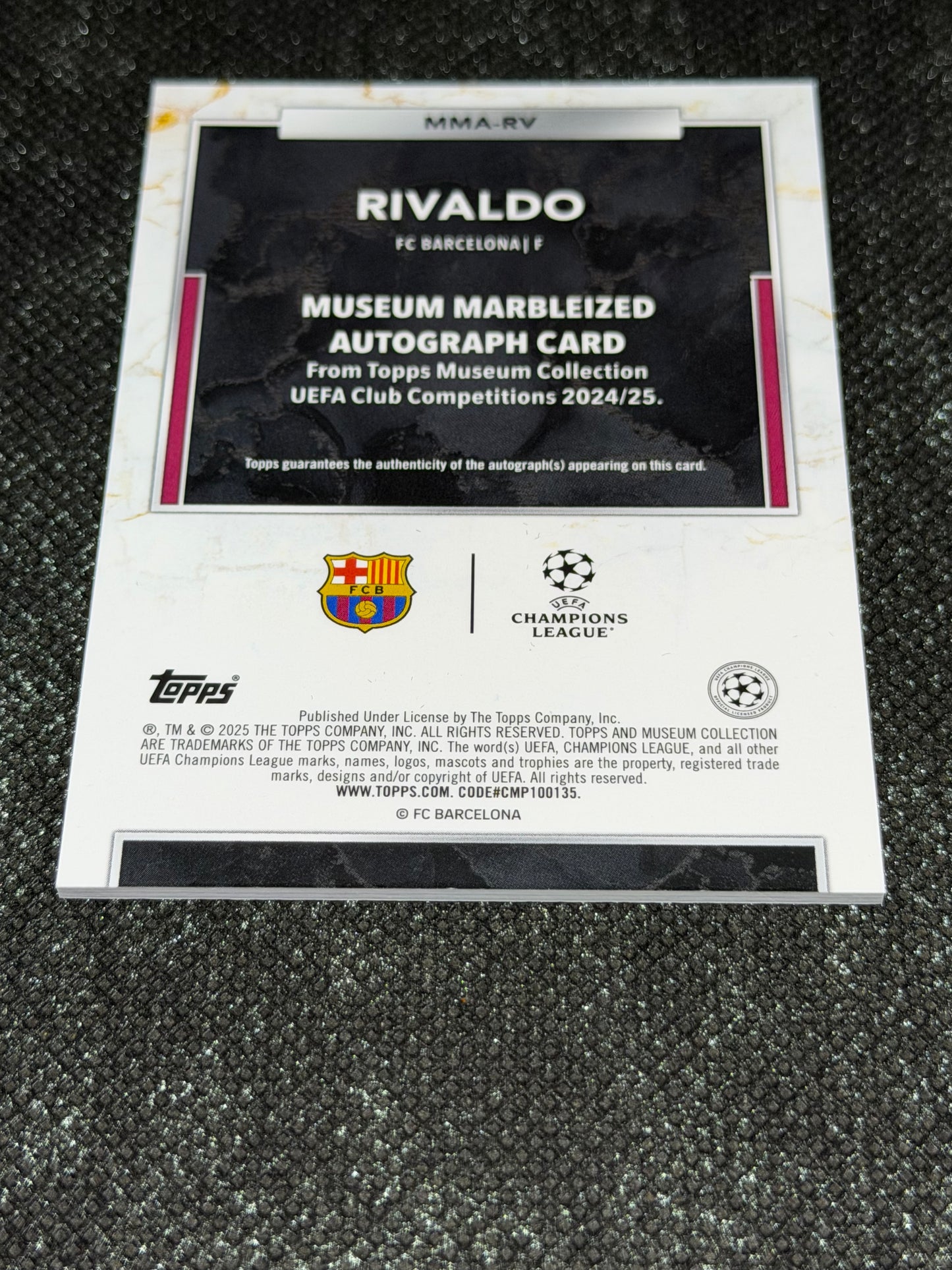 2024-25 Topps Museum Collection UEFA Club Competitions Marbleized Autograph Card 05/10 - Rivaldo