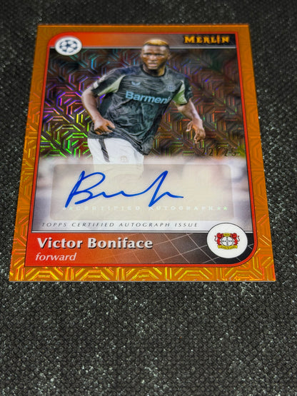 2024-25 Topps Merlin UEFA Club Competitions Autograph Card Orange Mojo 22/25 - Victor Boniface