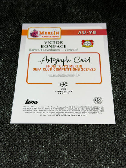 2024-25 Topps Merlin UEFA Club Competitions Autograph Card Orange Mojo 22/25 - Victor Boniface