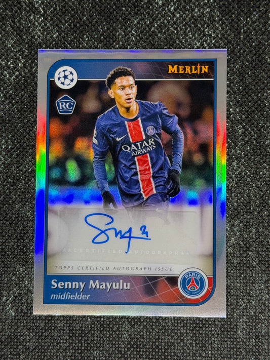 2024-25 Topps Merlin UEFA Club Competitions Autograph Card RC - Senny Mayulu