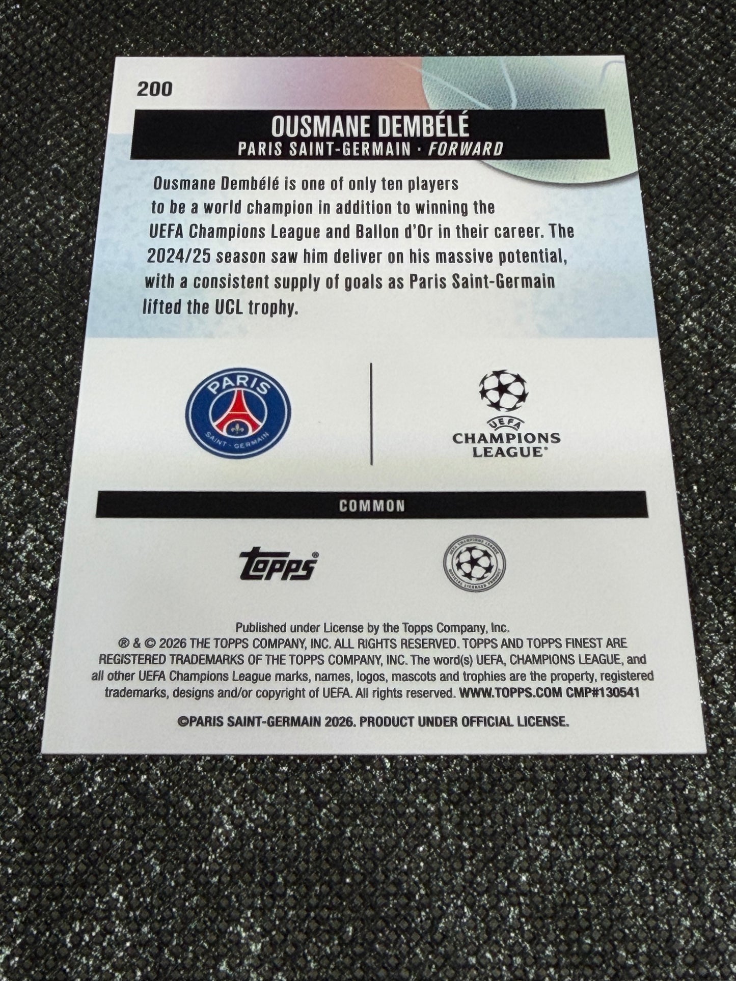 2025-26 Topps Finest UCC Oil Spill Insert Common (Case Hit SSP) - Ousmane Dembele Case Hit