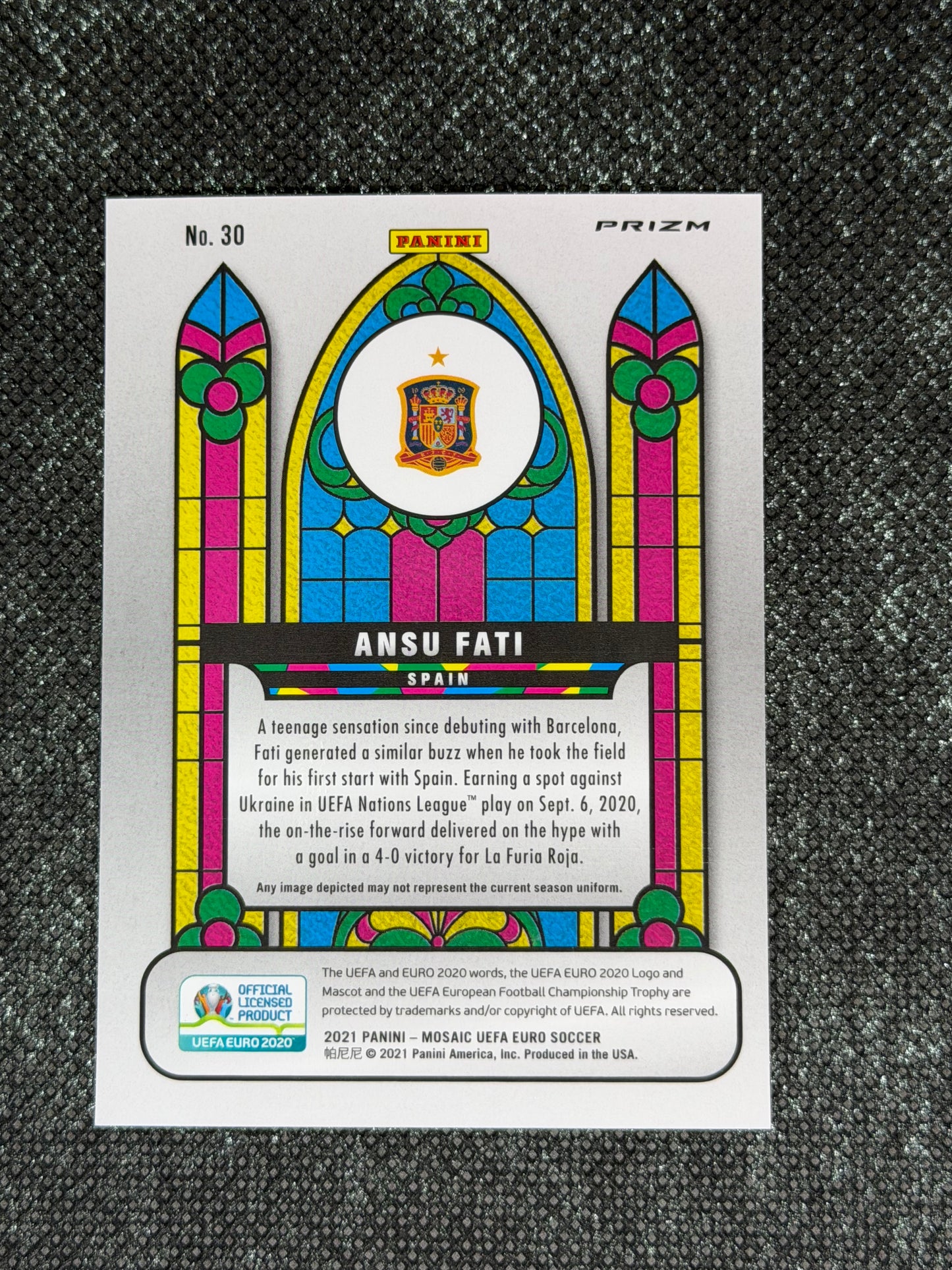 2021 Panini Mosaic UEFA Euro Soccer 2020 Stained Glass (Case Hit) - Ansu Fati
