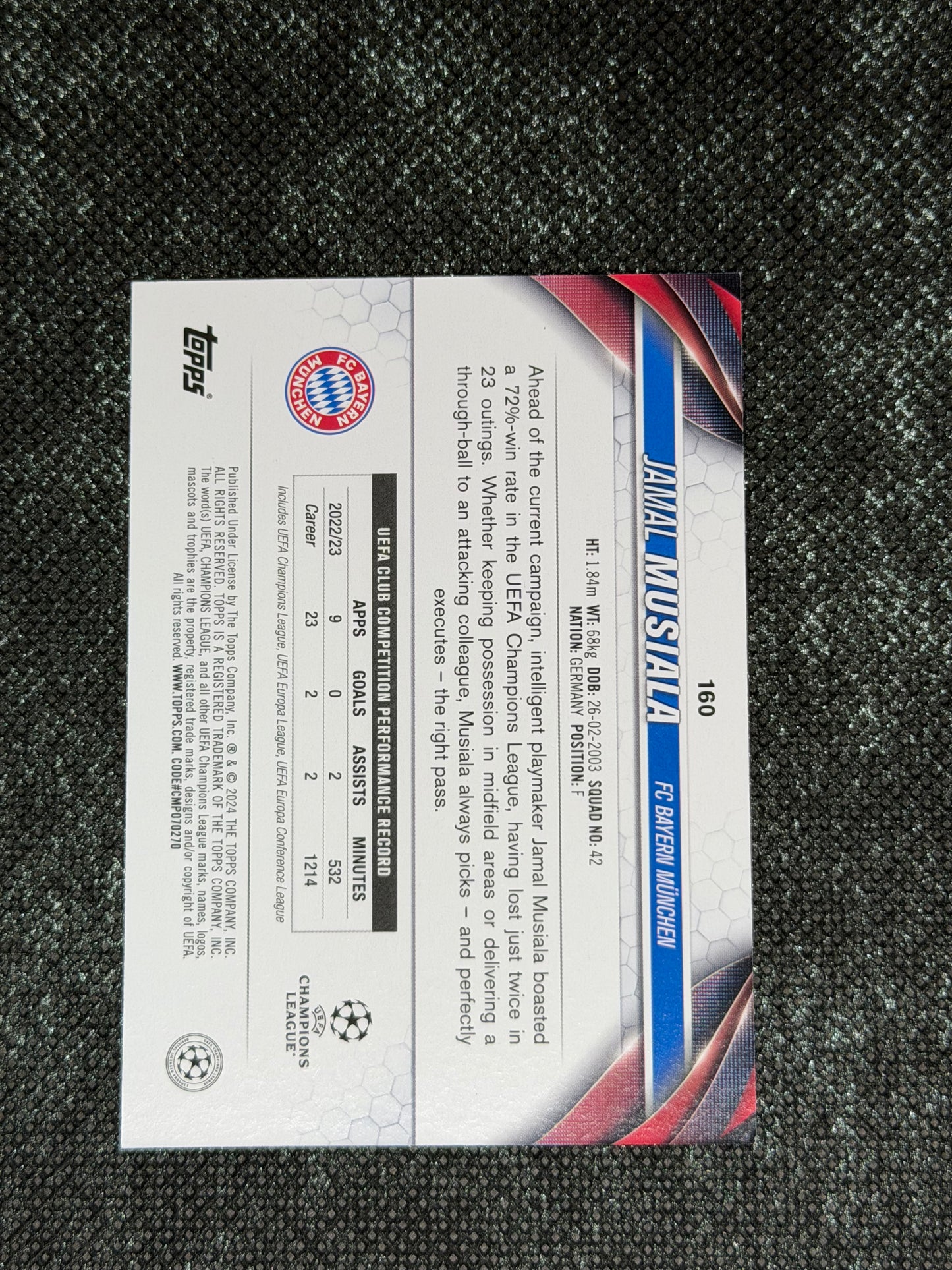 2023-24 Topps UEFA Club Competitions Image Variation (Short Print) - Jamal Musiala