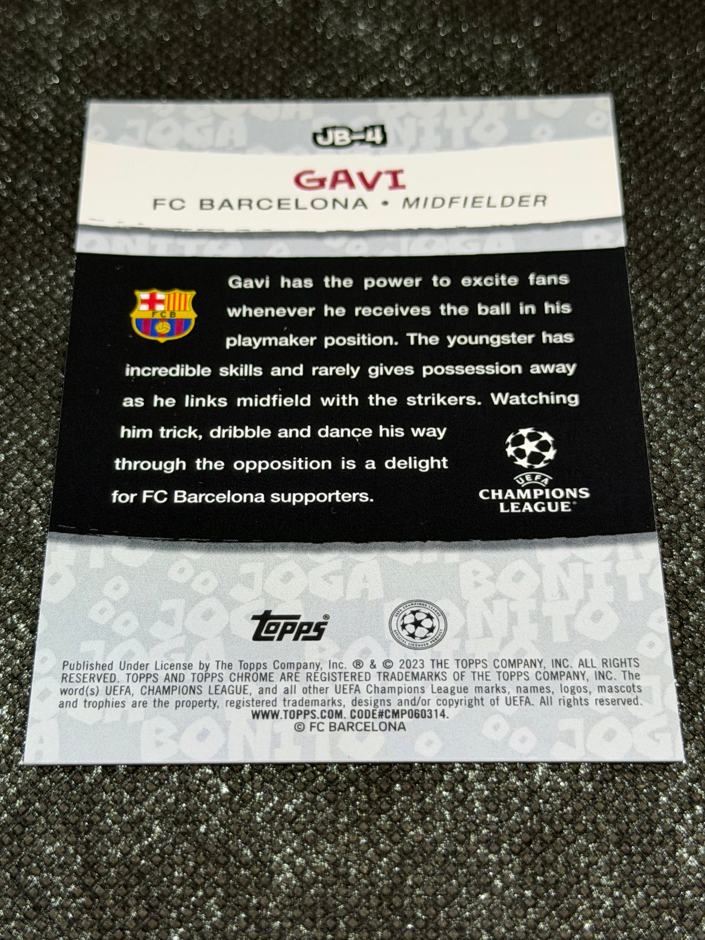2022-23 Topps Chrome UEFA Champions League Joga Bonito Insert (Case Hit) - Gavi