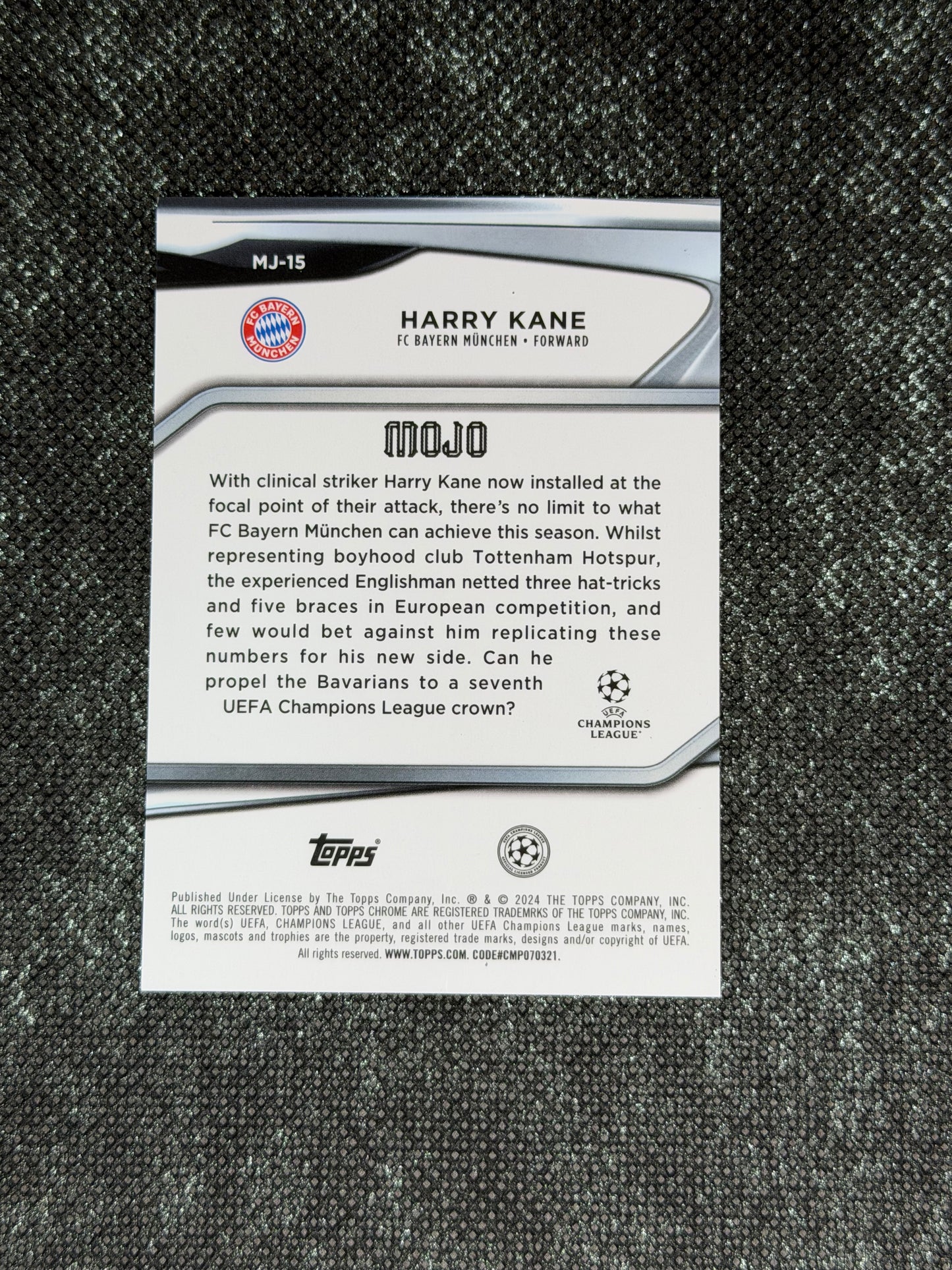 2023-24 Topps Chrome UEFA Champions League Mojo Insert (Case Hit) - Harry Kane