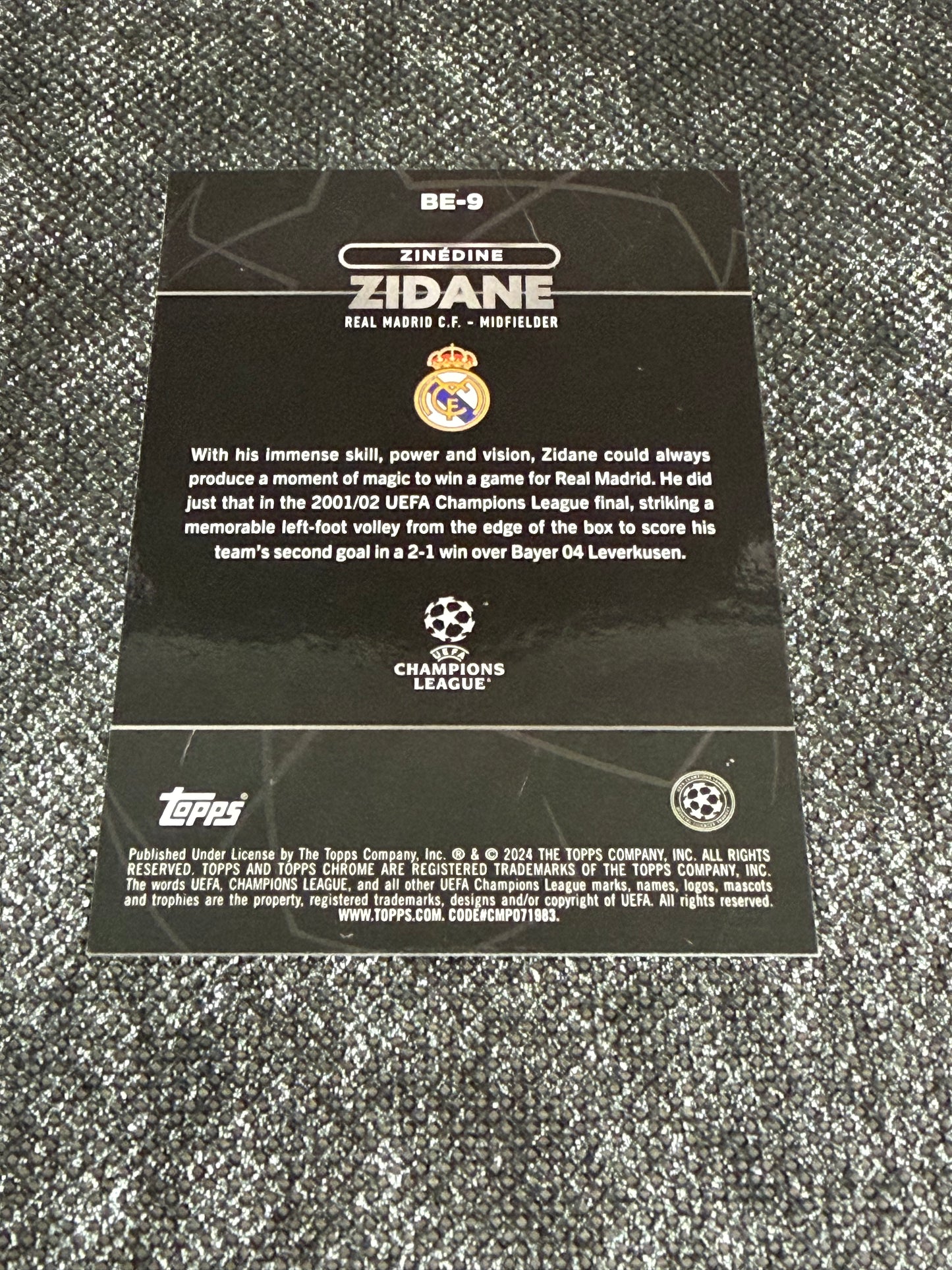 2023-24 Topps Chrome UCC Shadow Etch Insert (Case Hit) -  Zinedine Zidane