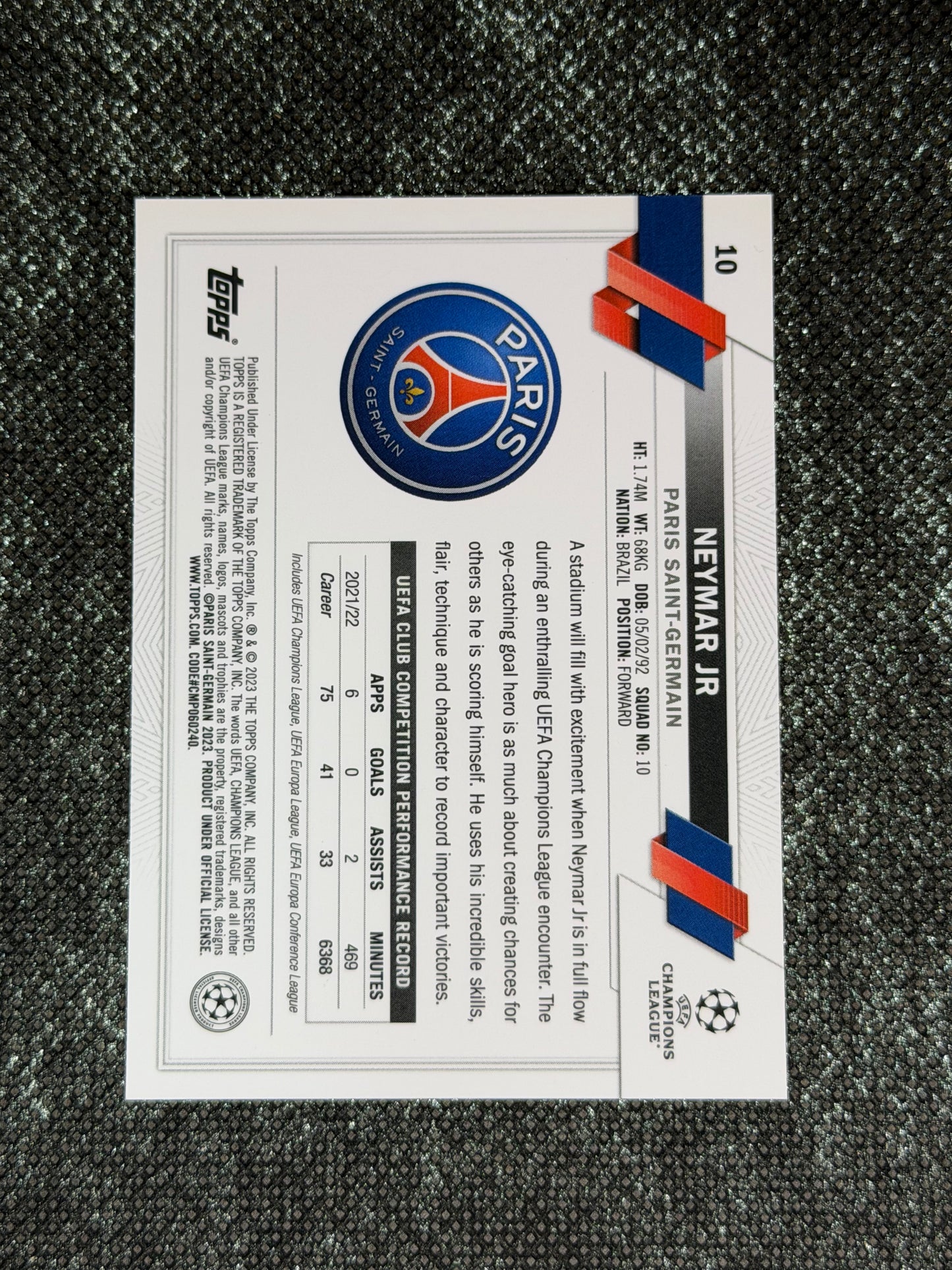 2022-23 Topps Chrome UEFA Champions League Heroes Variation Insert (Case Hit) - Neymar