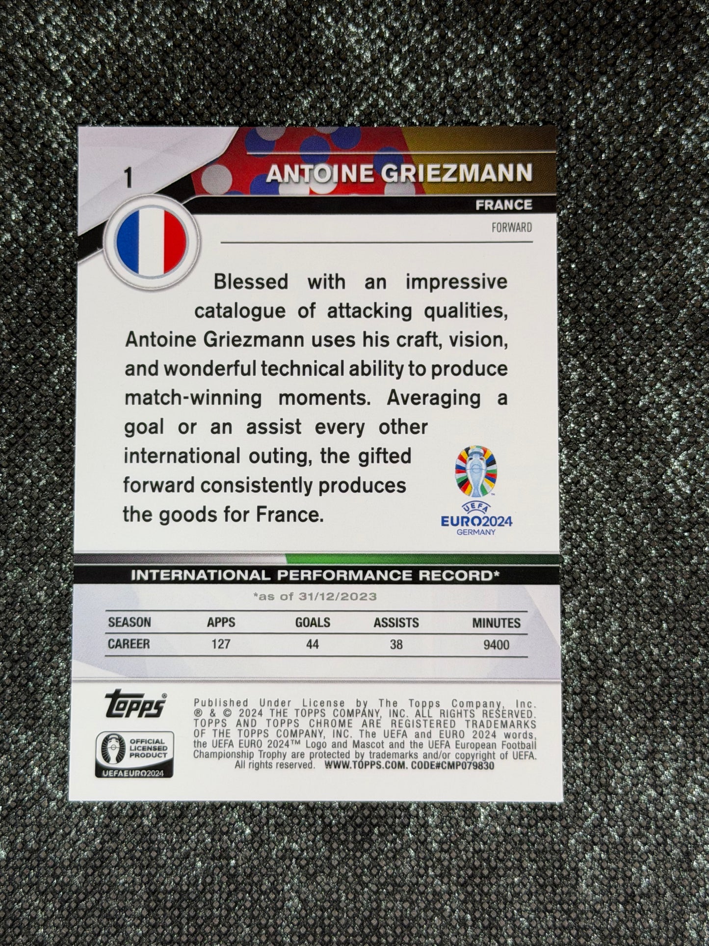 2024 Topps Chrome UEFA Euro 2024 Heroes Variation Insert (Case Hit) - Antoine Griezmann