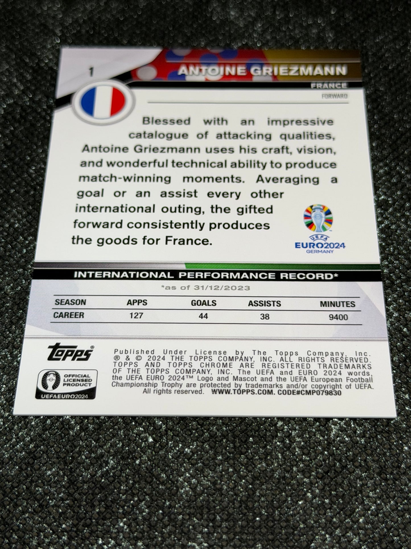 2024 Topps Chrome UEFA Euro 2024 Heroes Variation Insert (Case Hit) - Antoine Griezmann