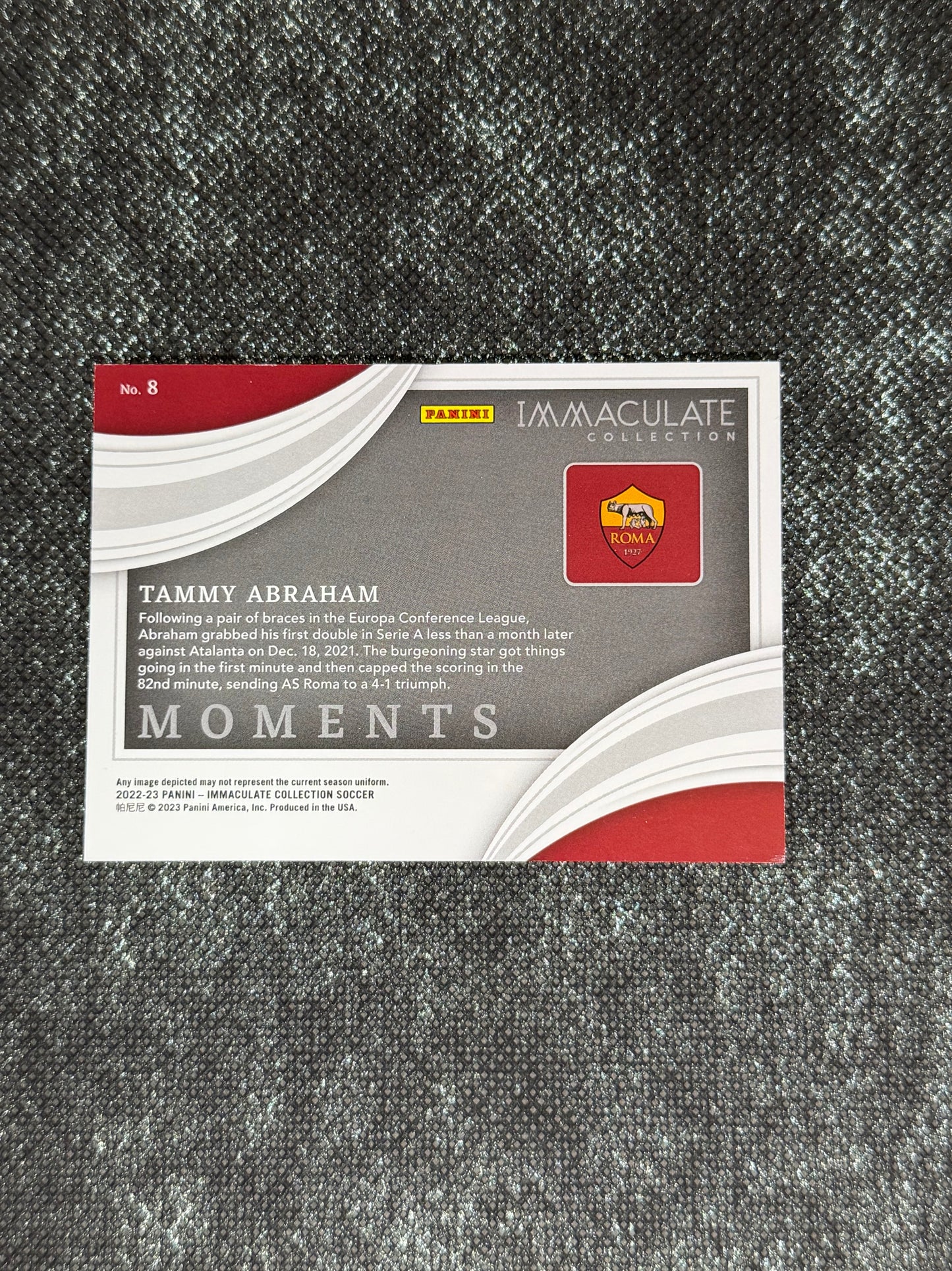 2023-23 Panini - Immaculate Collection Soccer Moments Insert (SSP) 09/25 - Tammy Abraham AS Roma