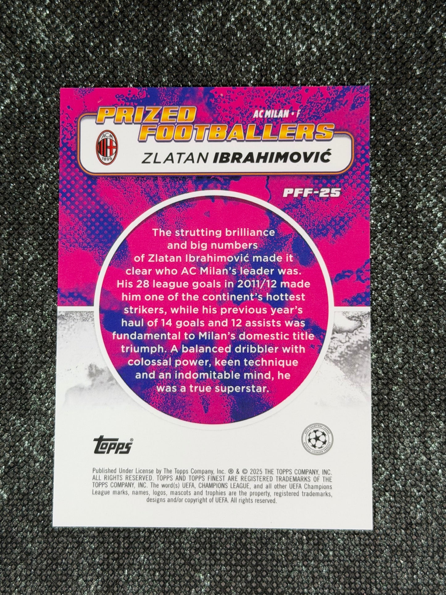 2024-25 Topps Finest UCC Prized Footballers Fusion Blue/Red (Case Hit) - Zlatan Ibrahimovic