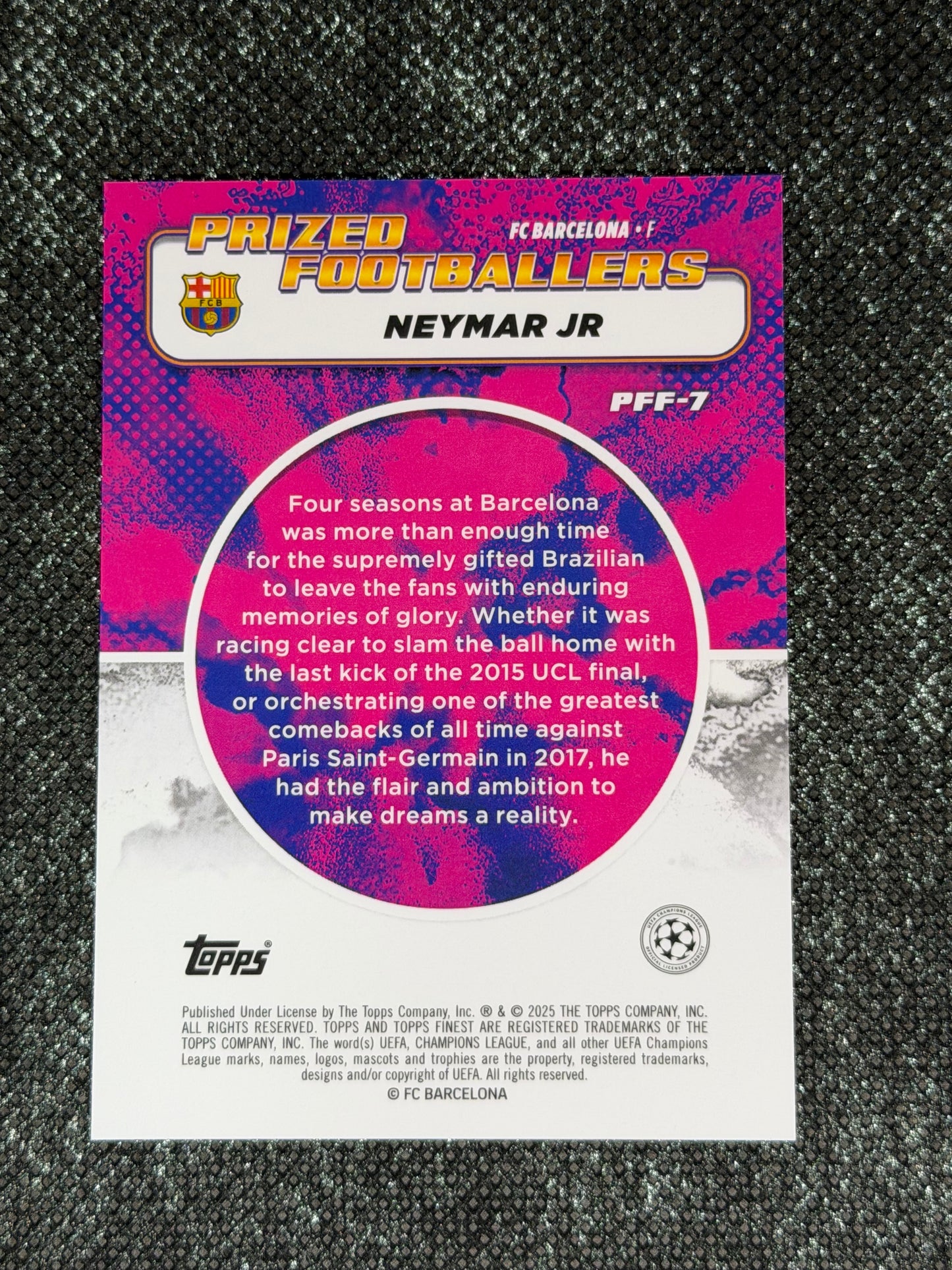 2024-25 Topps Finest UCC Prized Footballers Fusion Orange/Red (Case Hit) - Neymar Jr.