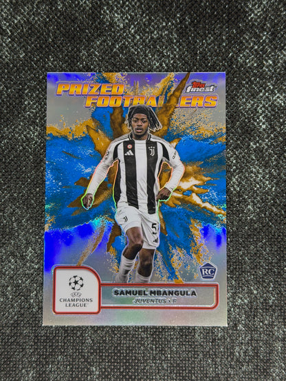 2024-25 Topps Finest UCC Prized Footballers Fusion Blue/Gold RC (Case Hit) - Samuel Mbangula